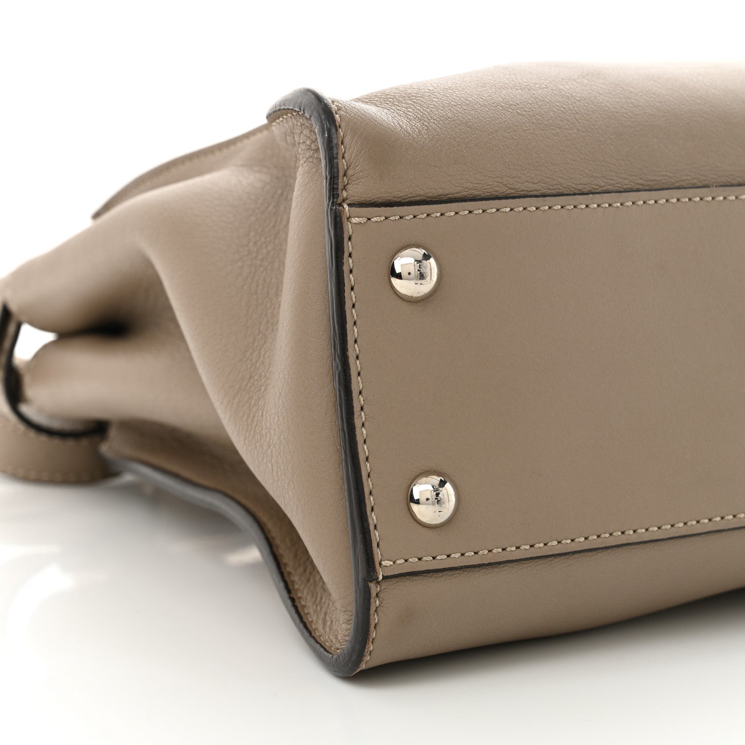 Fendi Vitello Seta Shiny Nappa Elaphe Medium Peekaboo Iconic Satchel Tortora Natural Ebano 9 of 12
