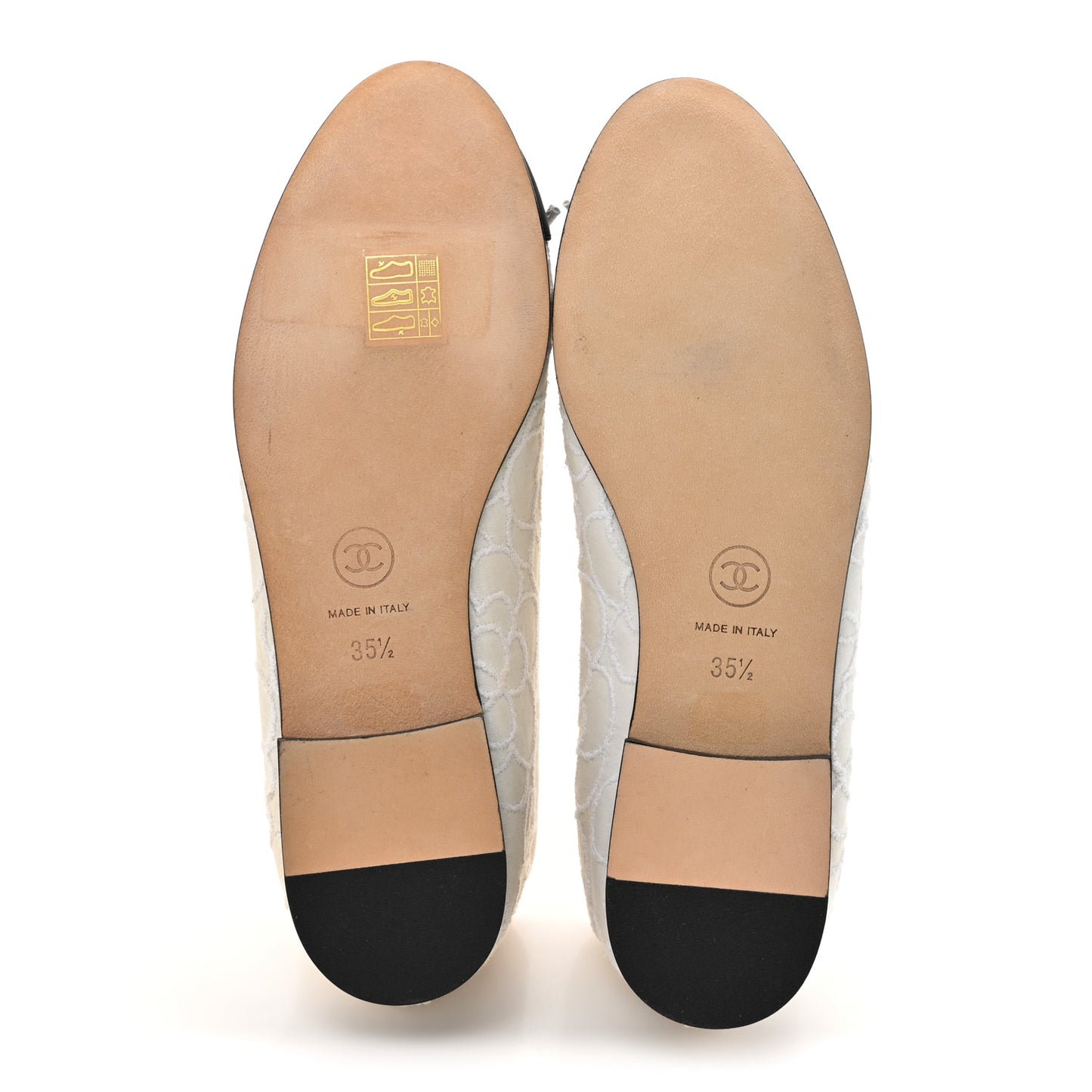 Fabric Camellia Embroidered Grosgrain Cap Toe Ballerina Flats 35.5 White Black