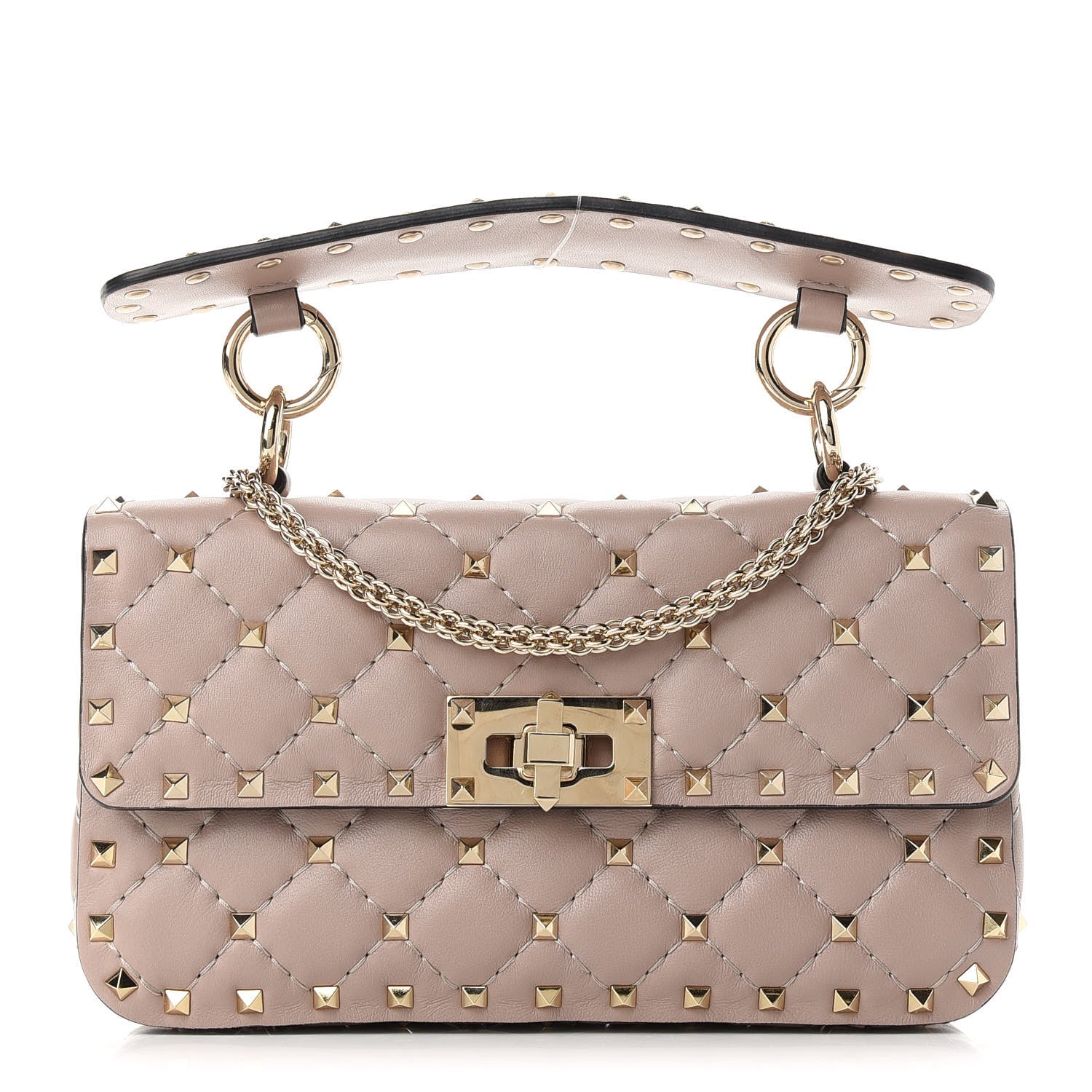 Valentino Garavani Nappa Small Rockstud Spike Shoulder Bag Poudre 1 of 7