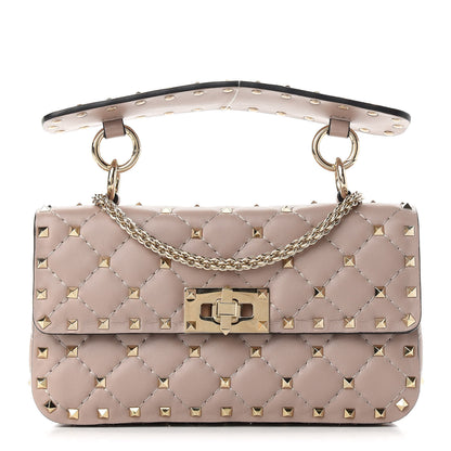 Valentino Garavani Nappa Small Rockstud Spike Shoulder Bag Poudre 1 of 7
