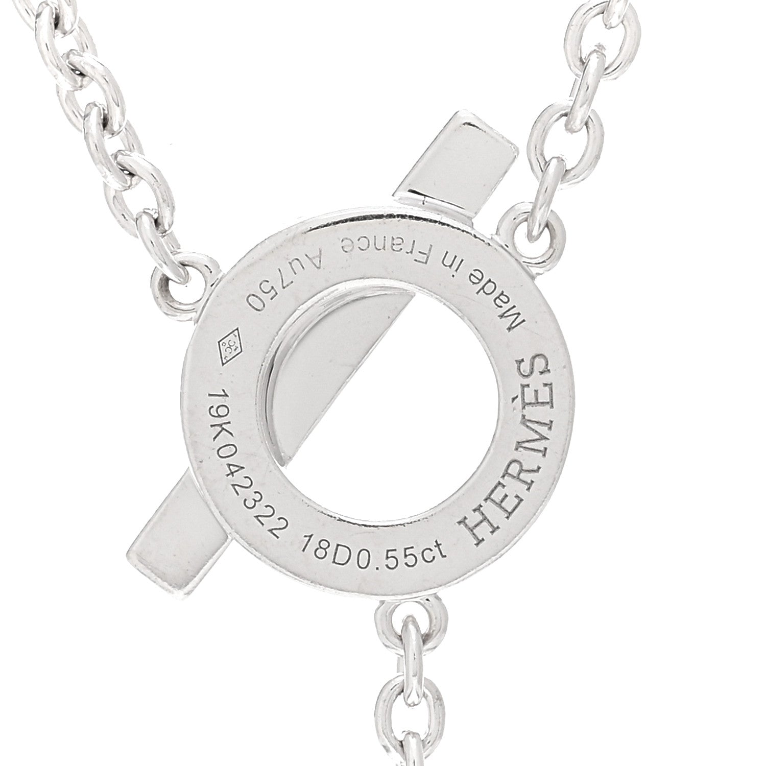 Hermes 18K White Gold Diamond Finesse Lariat Necklace 4 of 5