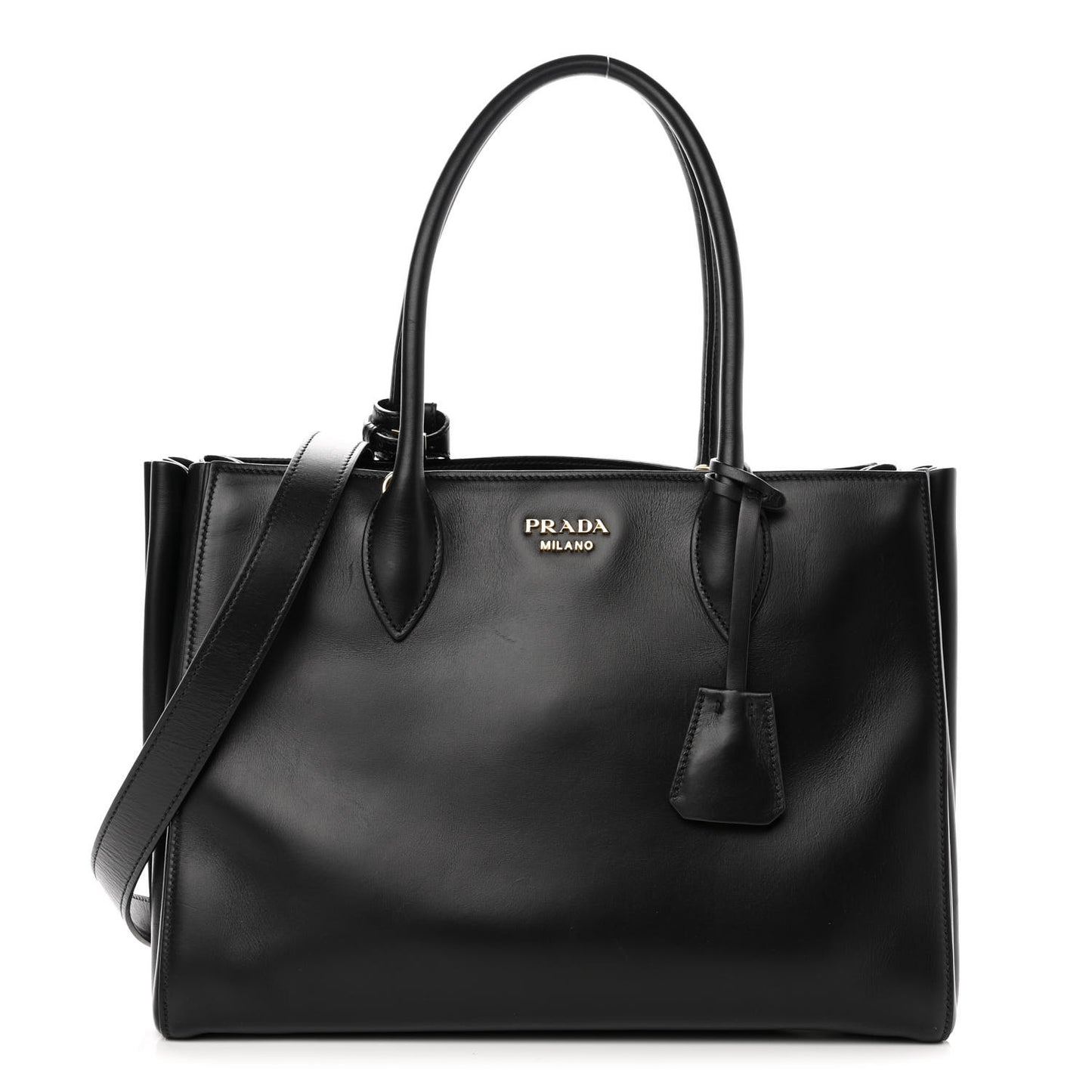 City Calfskin Medium Bibliothèque Tote Black