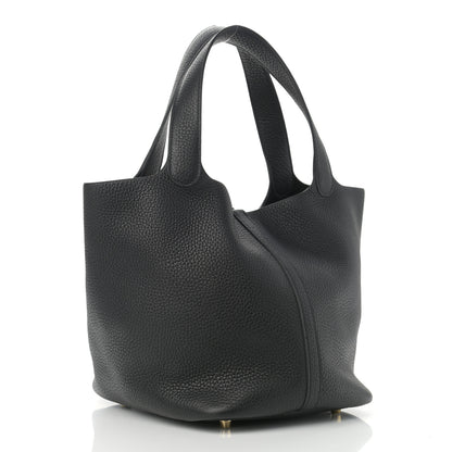 Hermes Taurillon Clemence Picotin Lock 22 MM Black 3 of 11