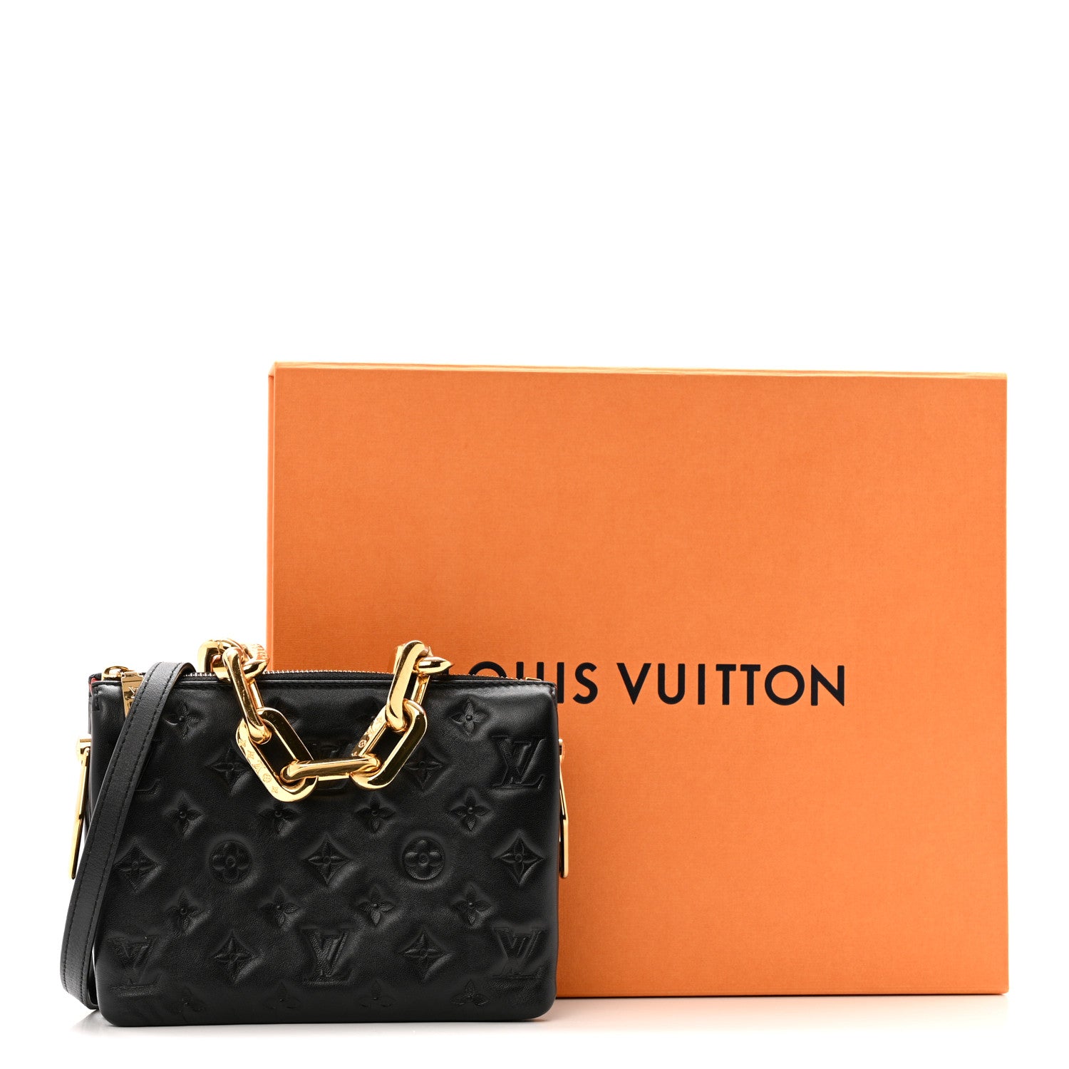 Louis Vuitton Lambskin Embossed Monogram Coussin BB Black 1840010