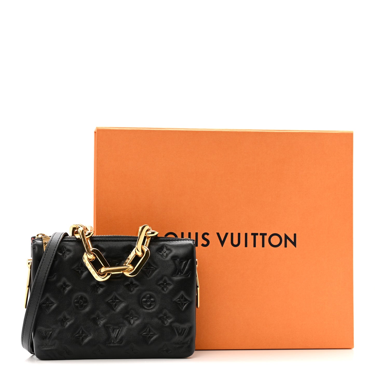 Lambskin Embossed Monogram Coussin BB Black