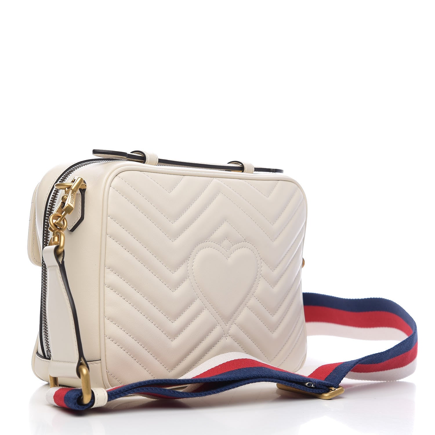 Gucci Calfskin Matelasse Sylvie Web Small GG Marmont Top Handle Shoulder Bag White 2 of 9