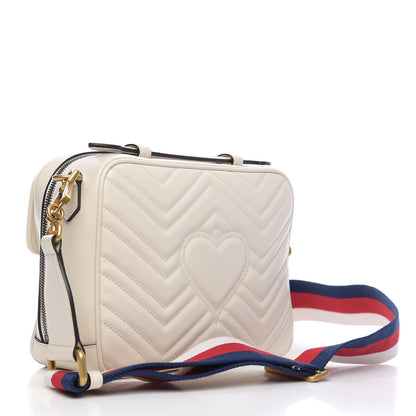 Gucci Calfskin Matelasse Sylvie Web Small GG Marmont Top Handle Shoulder Bag White 2 of 9