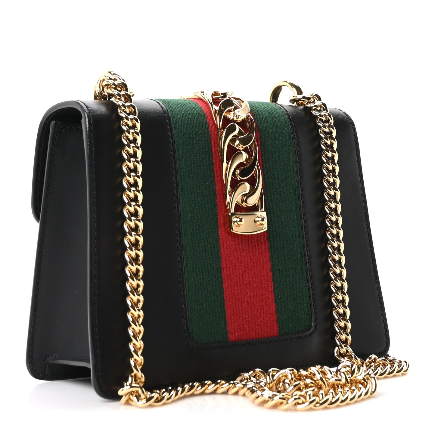 Calfskin Mini Sylvie Chain Shoulder Bag Black