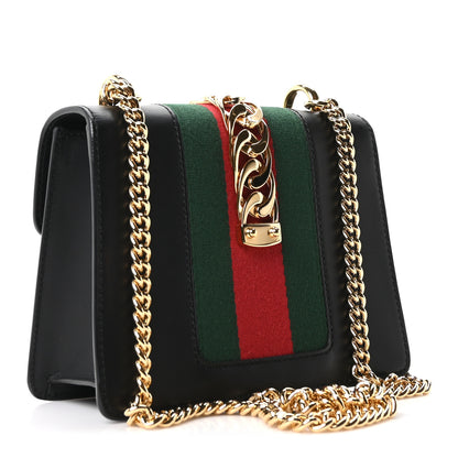 Gucci Calfskin Mini Sylvie Chain Shoulder Bag Black 3 of 10