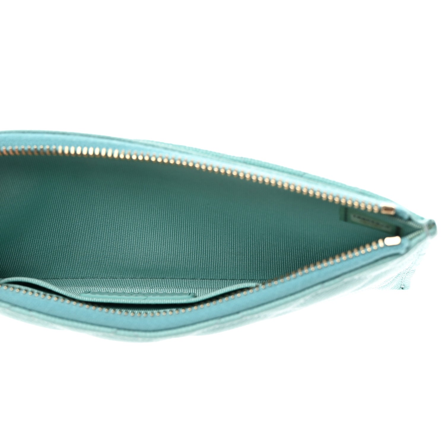 Chanel Caviar Quilted Classic Zip Pouch Light Blue 5 of 8