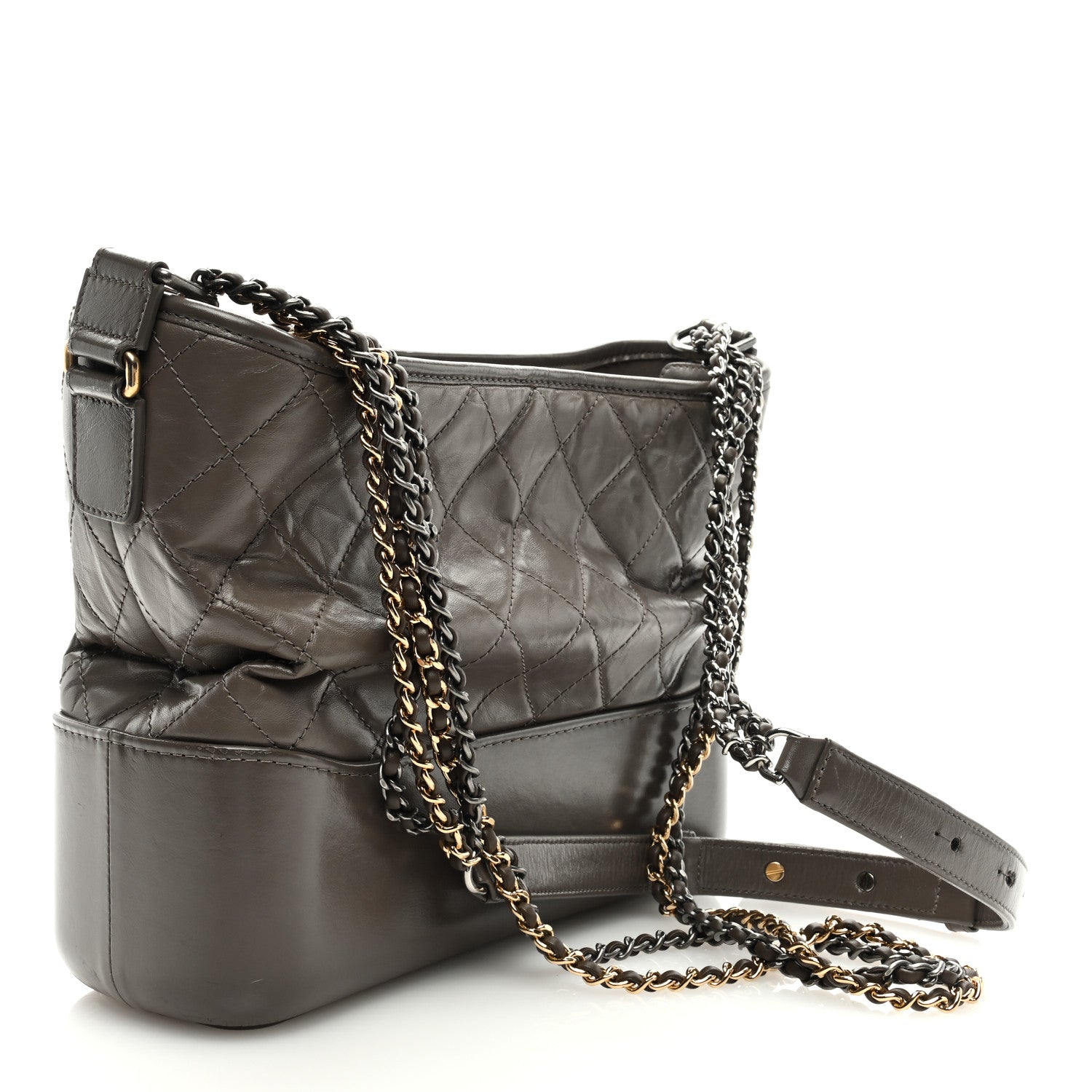 Chanel Aged Calfskin Quilted Medium Gabrielle Hobo Grey 2 of 11