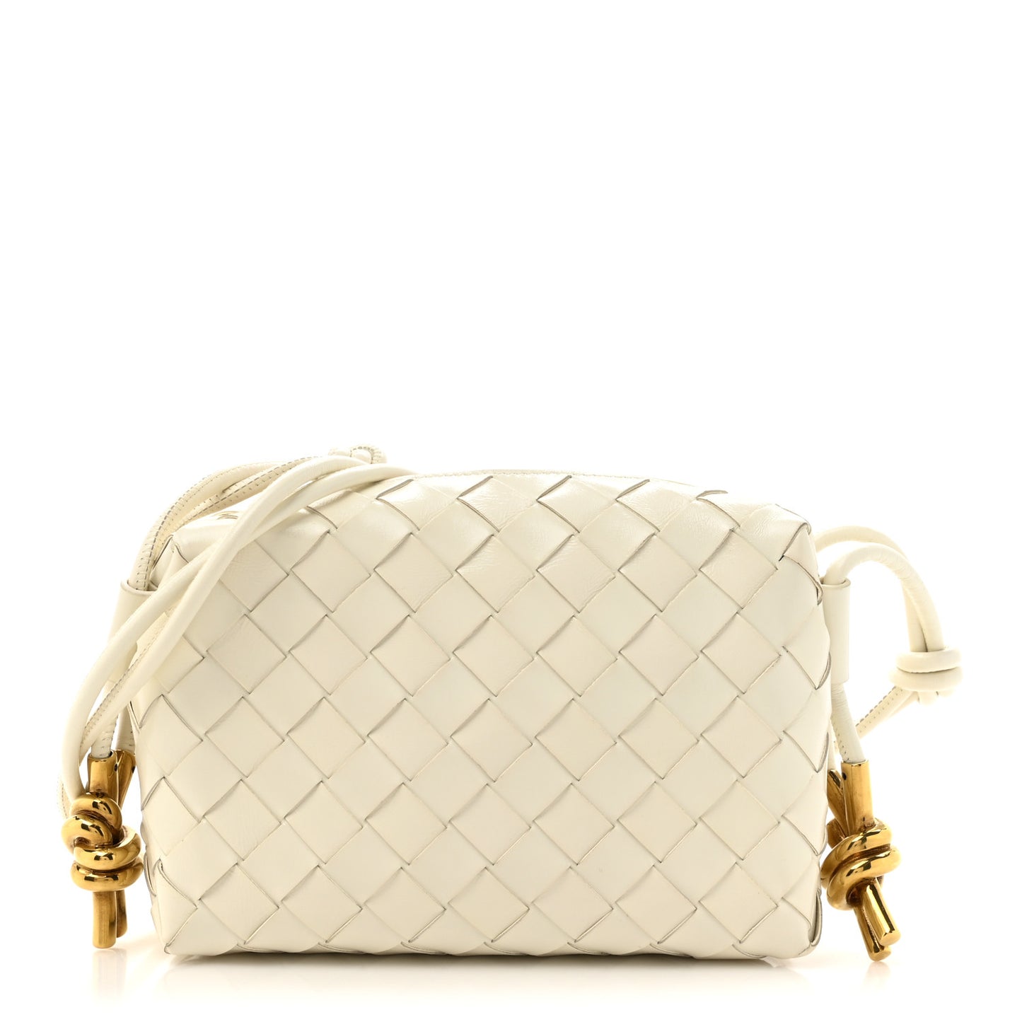 Nappa Intrecciato Metallic Knot Mini Loop Camera Bag Bone