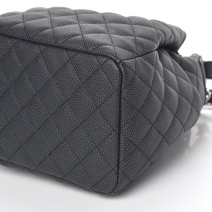 Chanel Caviar Flat Quilted CC Chain Bucket Drawstring Bag Black 9 of 9