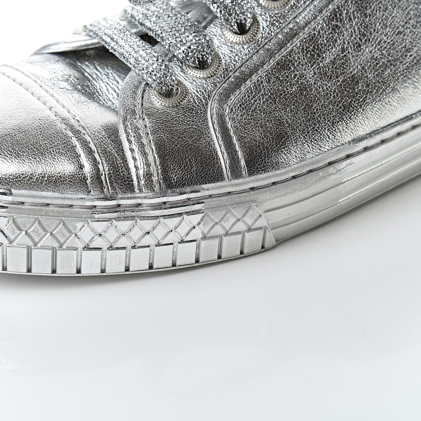 Laminated Lambskin Sneakers 37.5 Silver