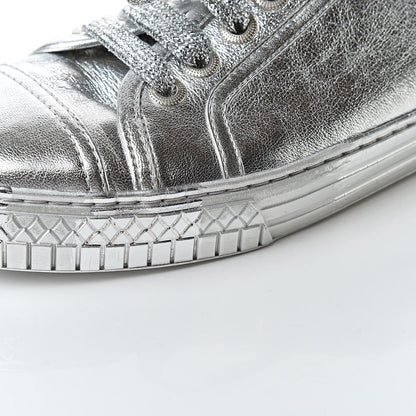 Chanel Laminated Lambskin Sneakers 37.5 Silver 16 of 17