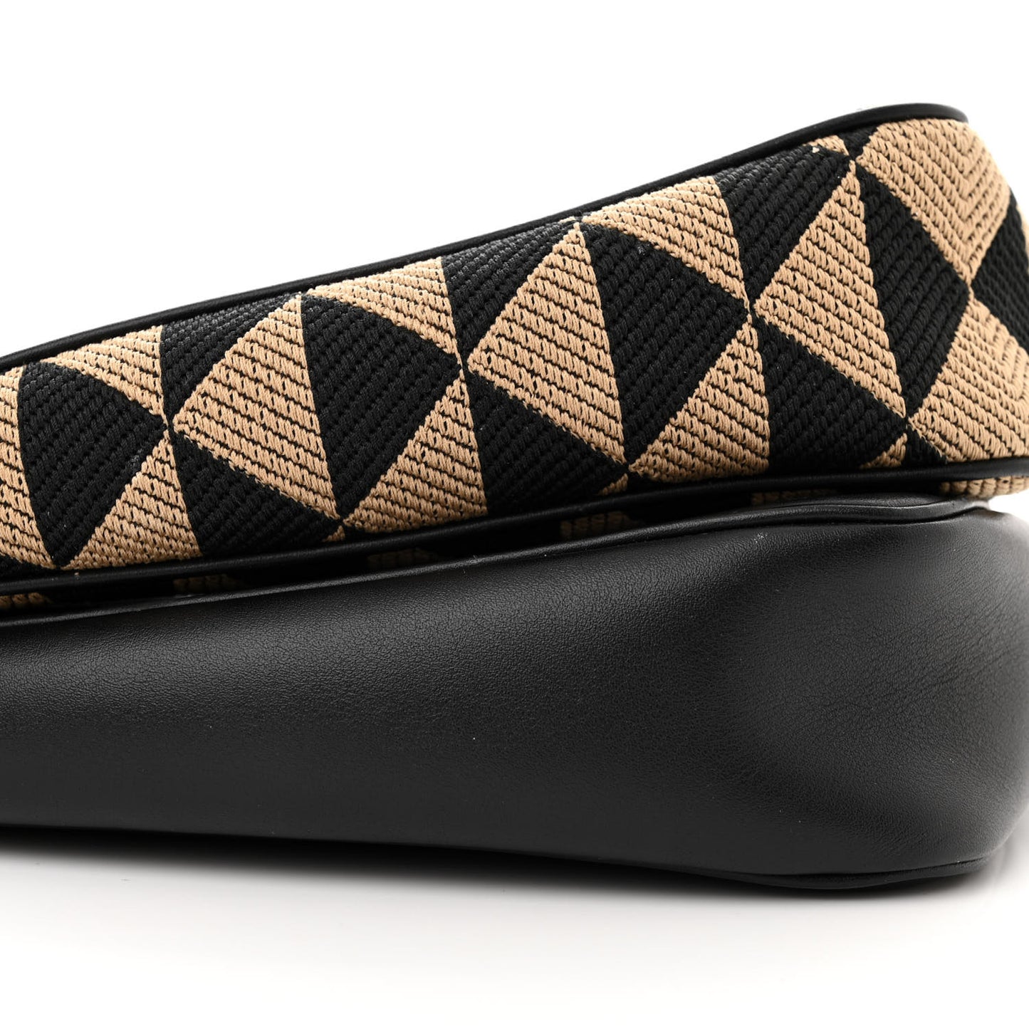 Jacquard Calfskin Triangolo Symbole Embroidered Mini Triangle Double Bag Black Corda
