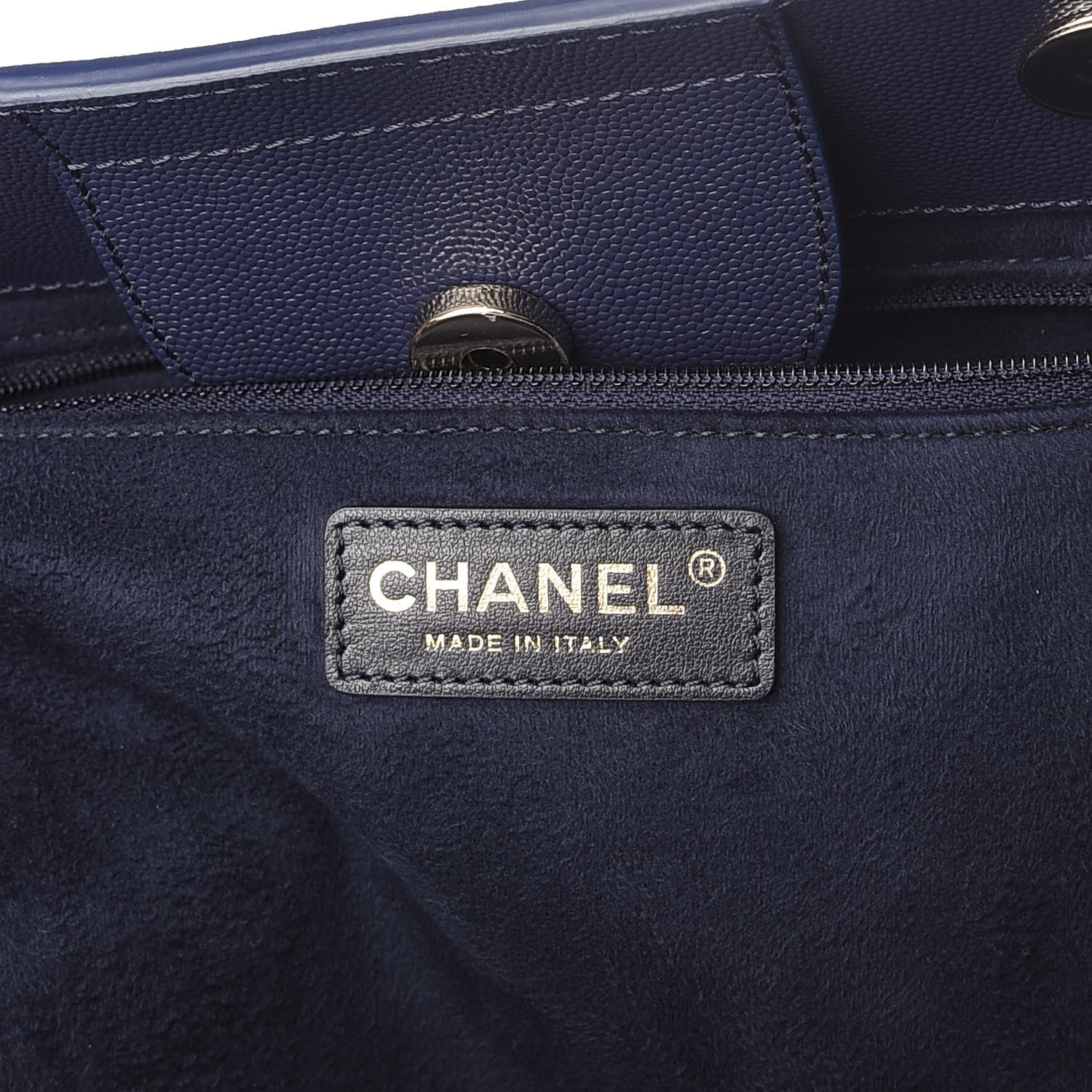Chanel Caviar Small Studded Deauville Tote Blue 5 of 9