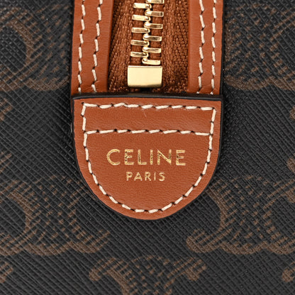 Celine Triomphe Canvas Calfskin Small Boston Bag Tan 6 of 11