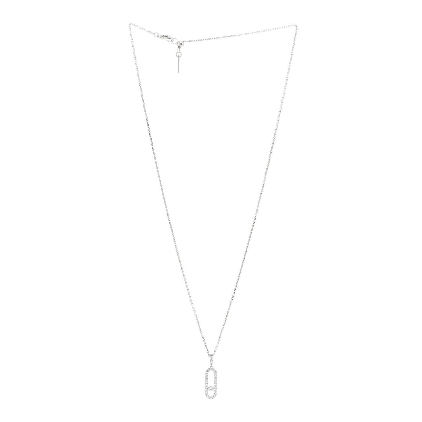 18K White Gold Diamond LM Move Uno Pave Pendant Necklace