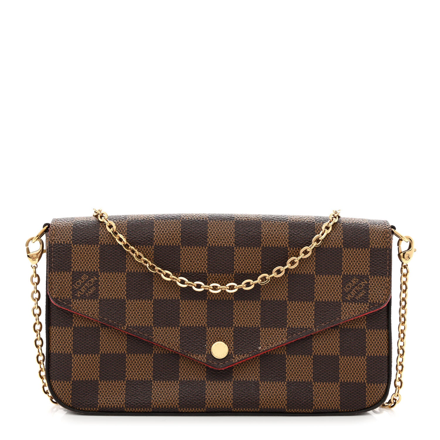 Louis Vuitton Damier Ebene Pochette Felicie Chain Wallet 3 of 13