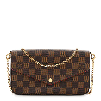 Louis Vuitton Damier Ebene Pochette Felicie Chain Wallet 3 of 13