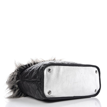 Chanel Aged Calfskin Tweed Inuit Fantasy Fur Tote Black 4 of 9