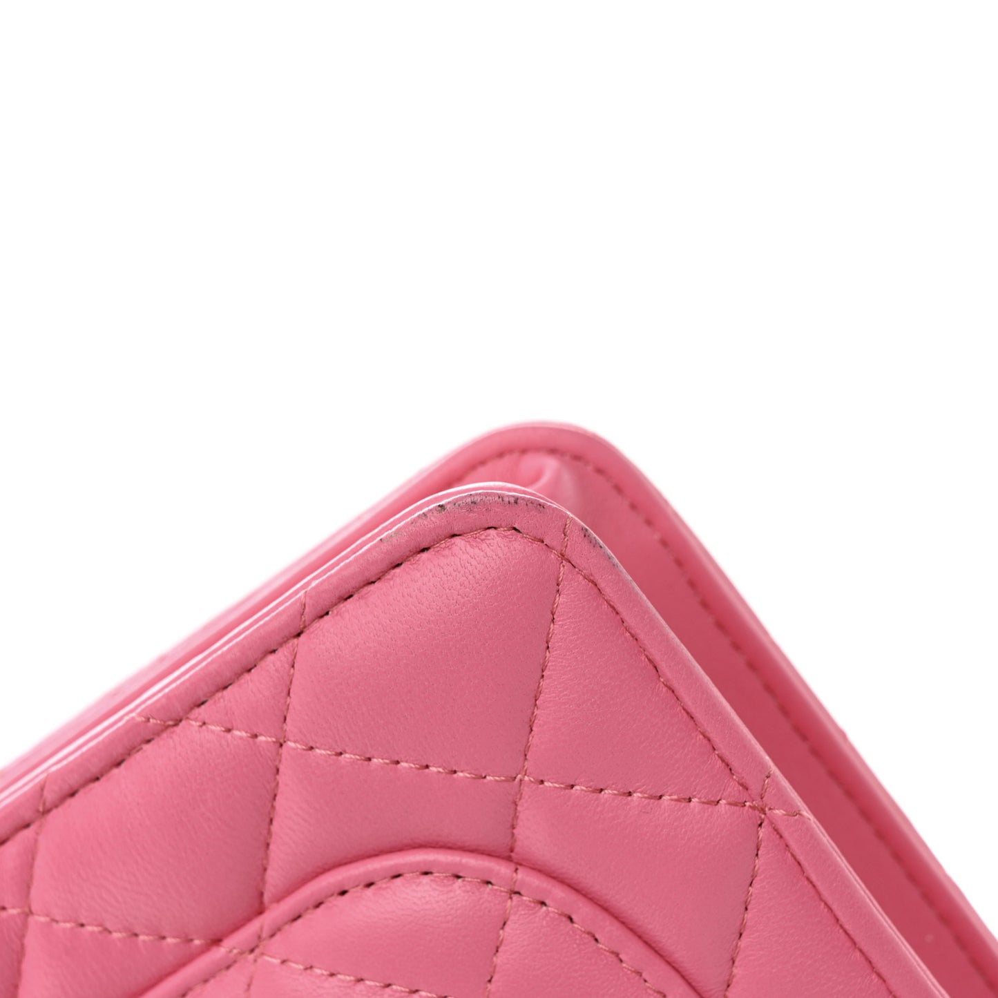 Lambskin Quilted Wallet On Chain WOC Pink
