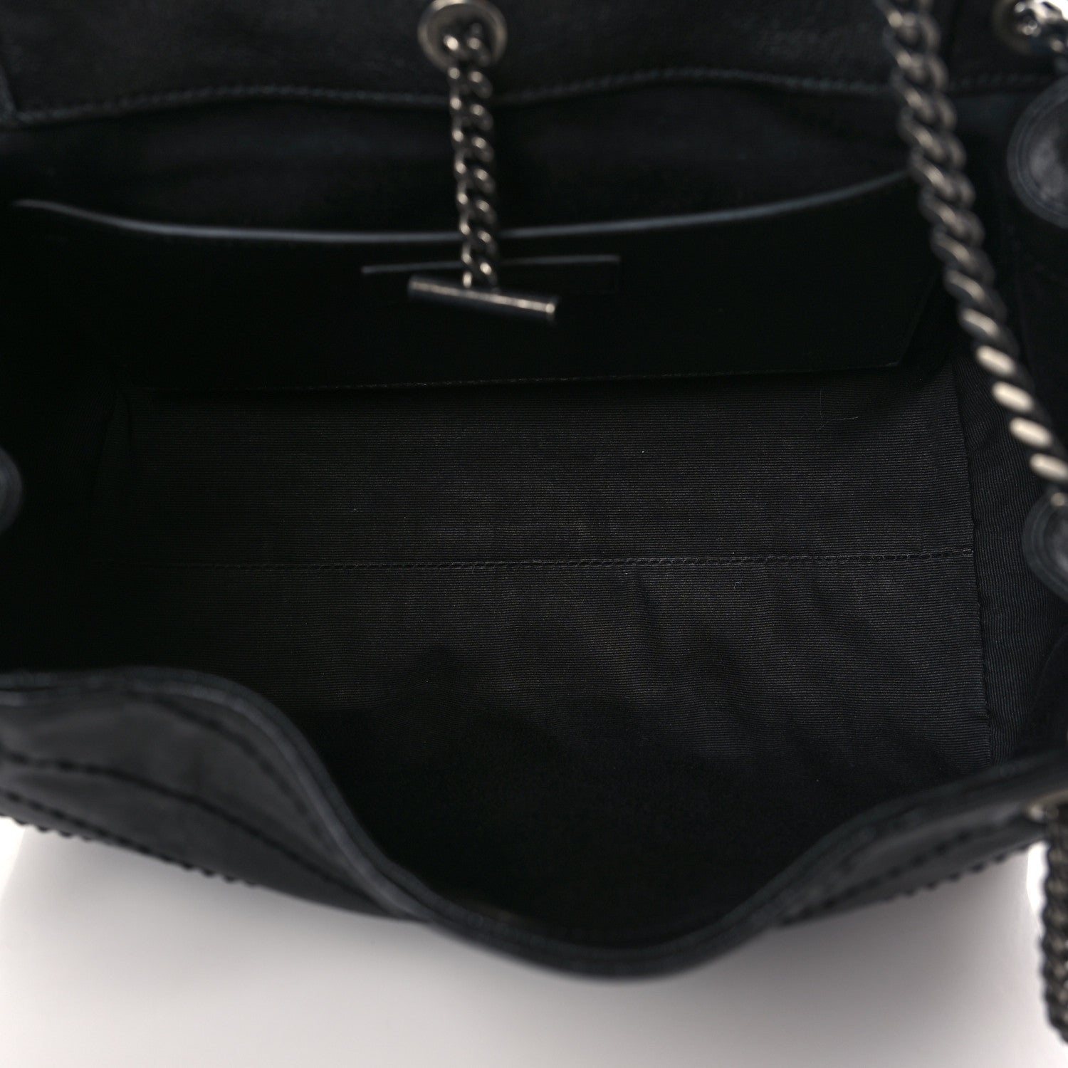 Saint Laurent Vintage Lambskin Chevron Monogram Small Nolita Black 5 of 9