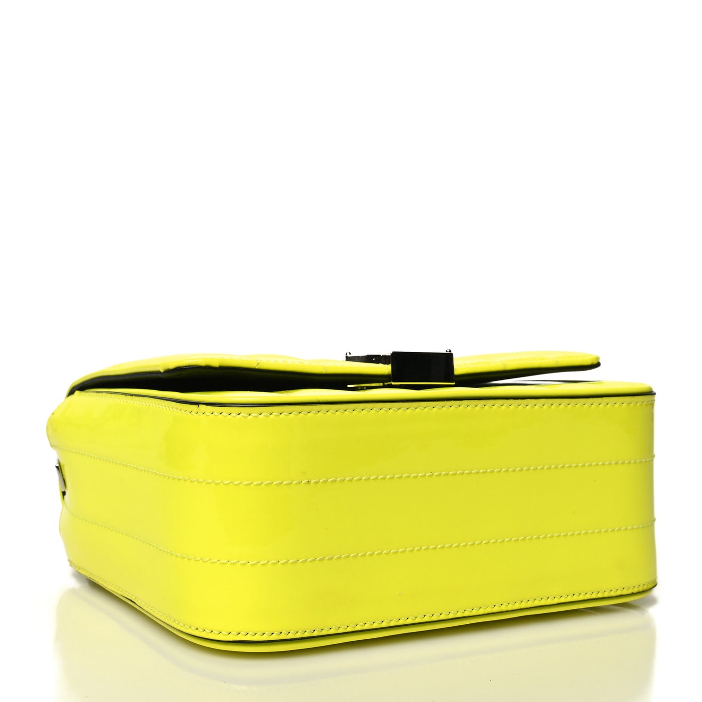 Patent Matelasse Monogram Small Vicky Chain Bag Neon Yellow