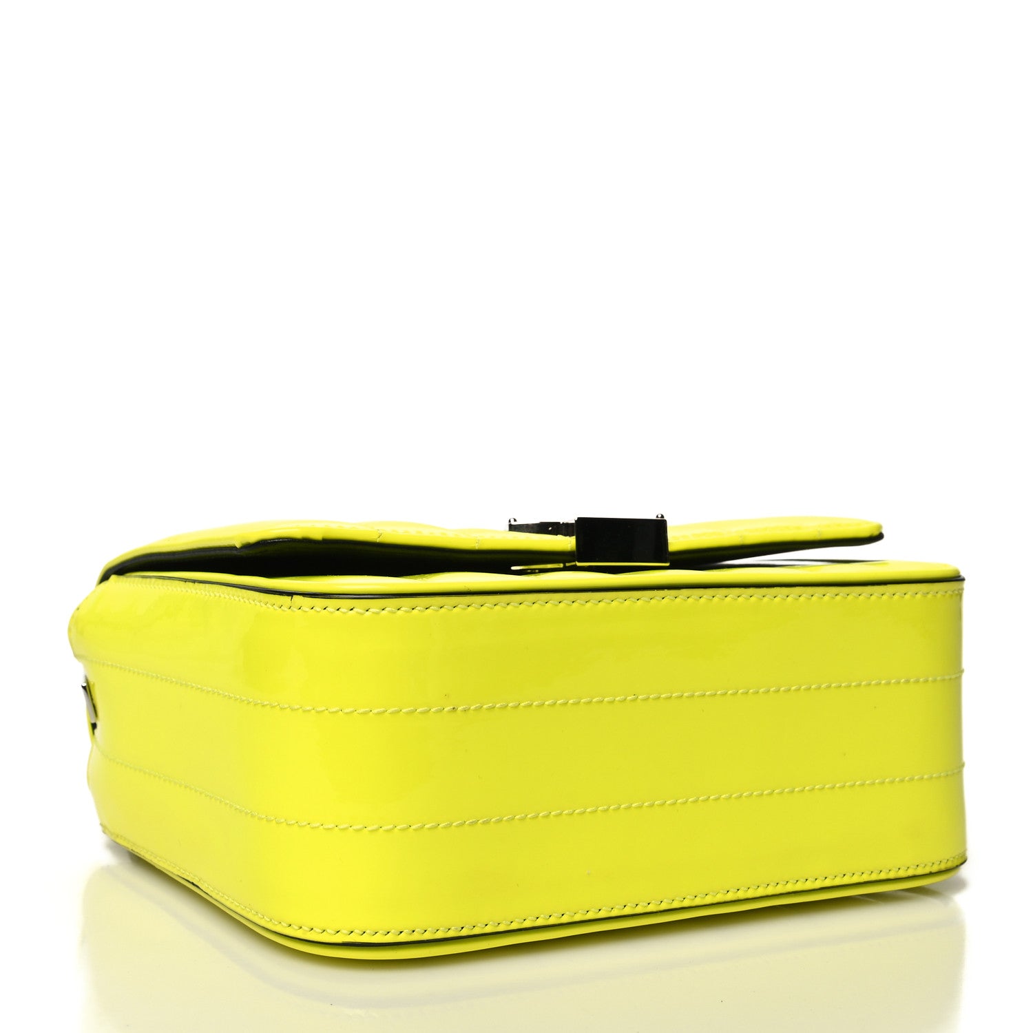 Saint Laurent Patent Matelasse Monogram Small Vicky Chain Bag Neon Yellow 4 of 12