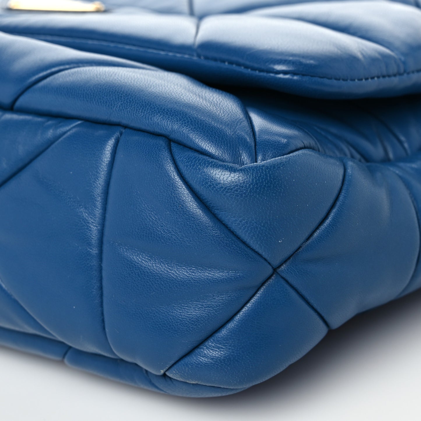 Nappa Re-Nylon Triangle Quilted Large Patchwork System Flap Shoulder Bag Royal