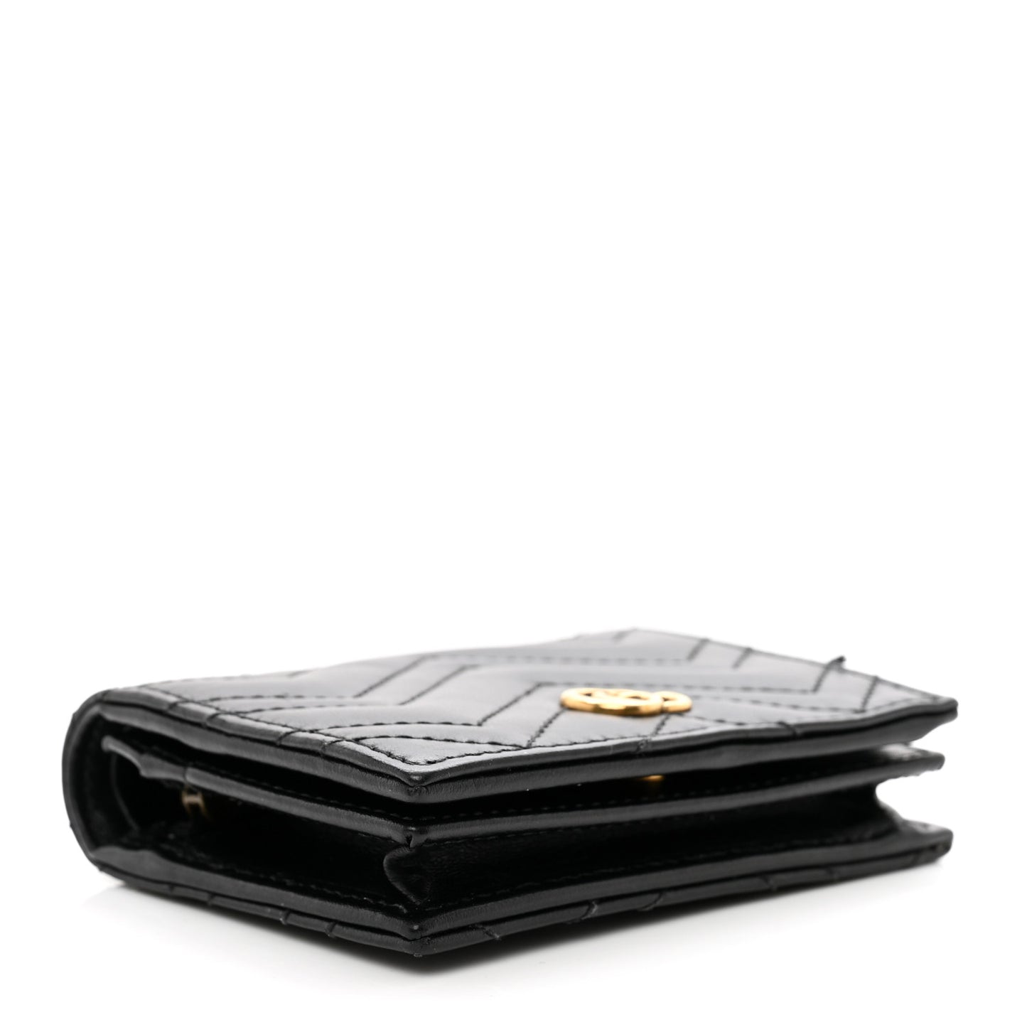 Calfskin Matelasse GG Marmont Card Case Wallet Black