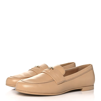 Chanel Lambskin CC Loafers 37.5 Beige 3 of 9