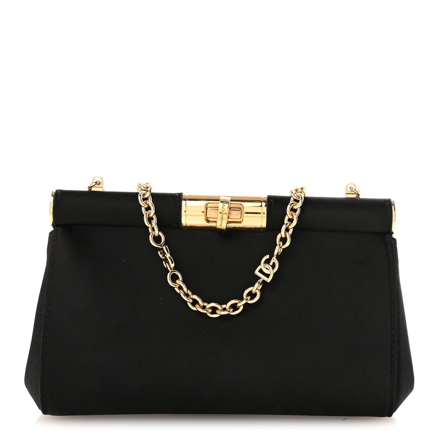 Satin Small Marlene Chain Clutch Black