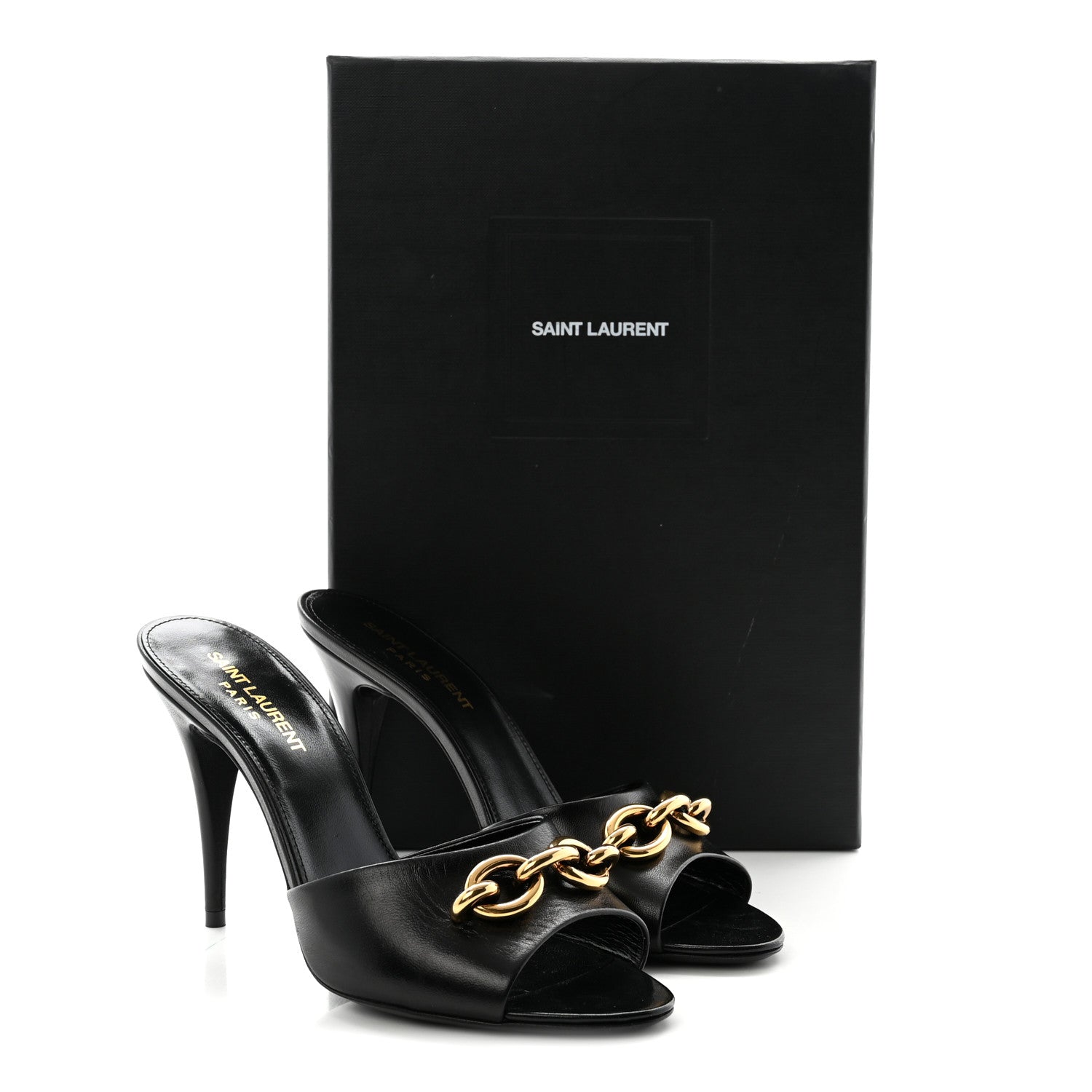 Saint Laurent Calfskin New Belfagor Sexy 95mm Mules 38 Black 10 of 10