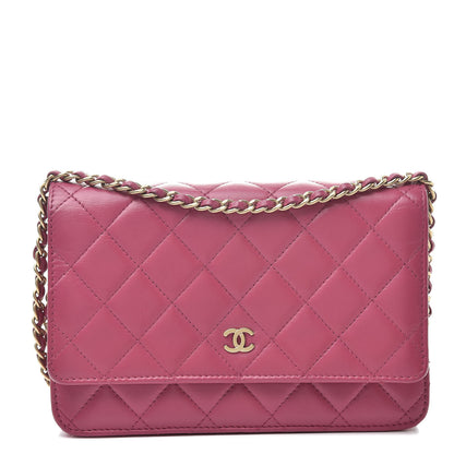 Chanel Lambskin Quilted Wallet On Chain WOC Pink 1 of 14