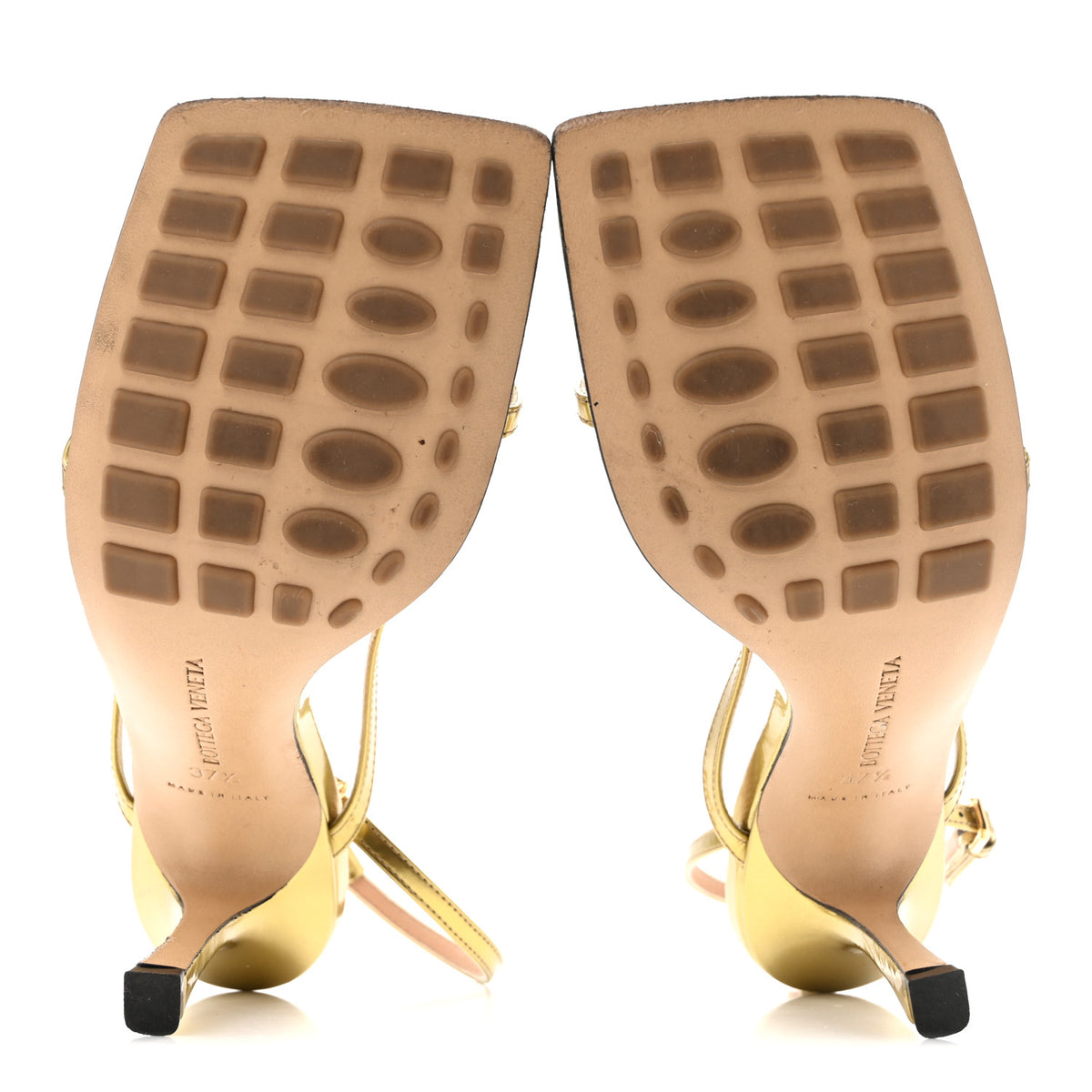 Bottega Veneta Lambskin Stretch Multi Strap 90mm Sandals 37.5 Gold 6 of 9