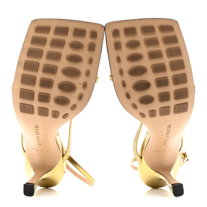 Bottega Veneta Lambskin Stretch Multi Strap 90mm Sandals 37.5 Gold 6 of 9
