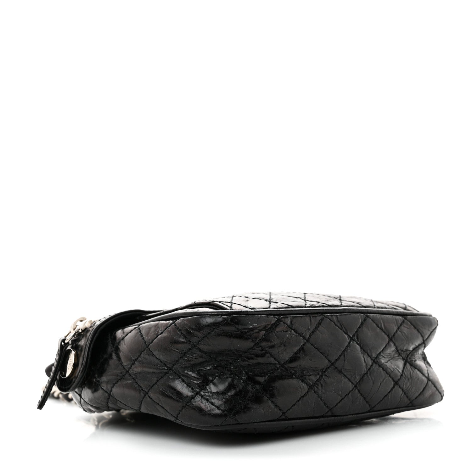 Chanel Glazed Crackled Calfskin Quilted CC Crossbody Black 4 of 10