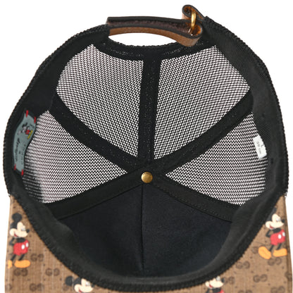Gucci X DISNEY Mini Vintage GG Supreme Monogram Mickey Mouse Baseball Hat L Beige Vintage Sun Oil 7 of 11