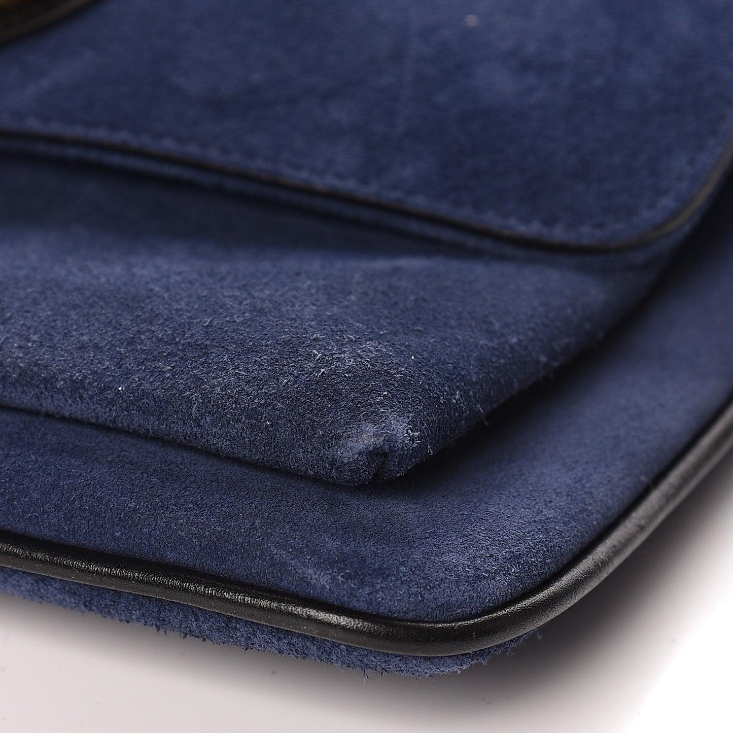 Suede Medium Arli Flap Shoulder Bag Blue Ink Black