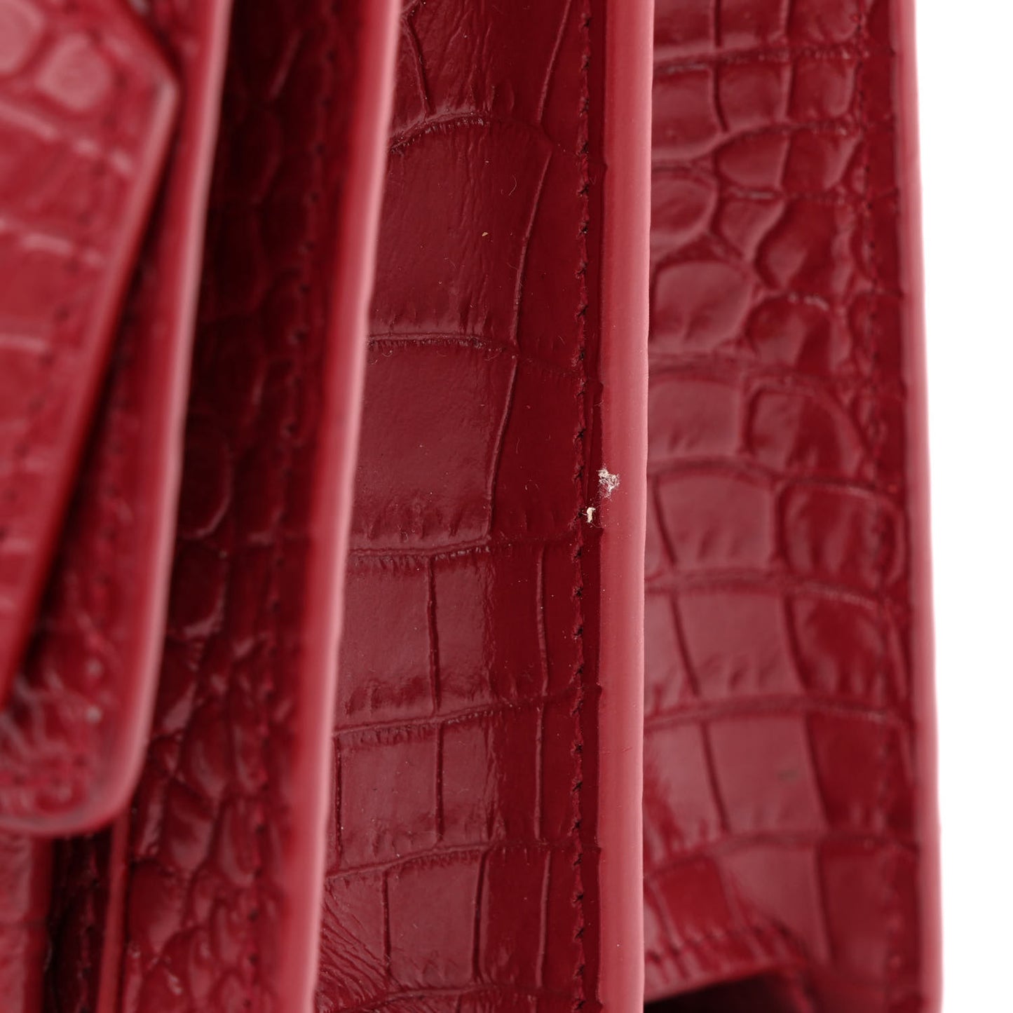Calfskin Crocodile Embossed Medium Monogram Sunset Palissandre