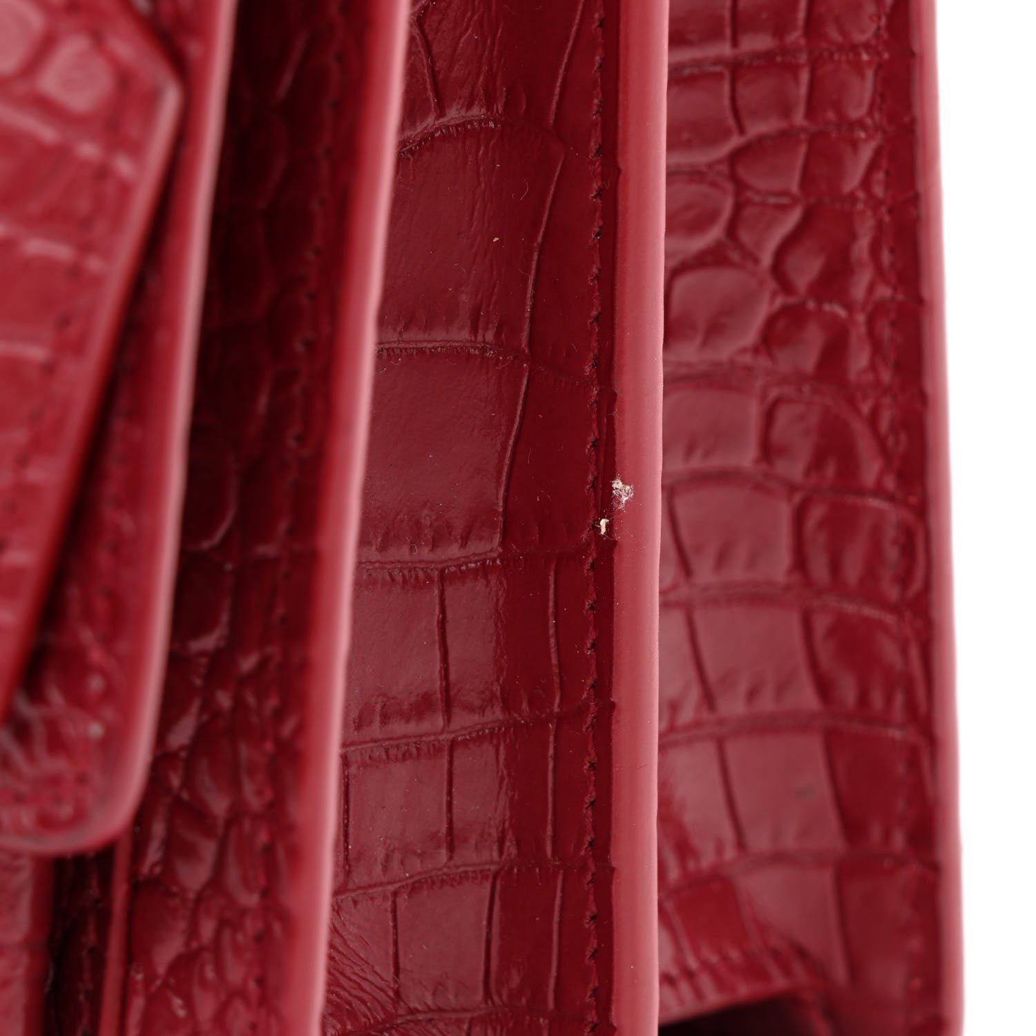 Saint Laurent Calfskin Crocodile Embossed Medium Monogram Sunset Palissandre 11 of 11
