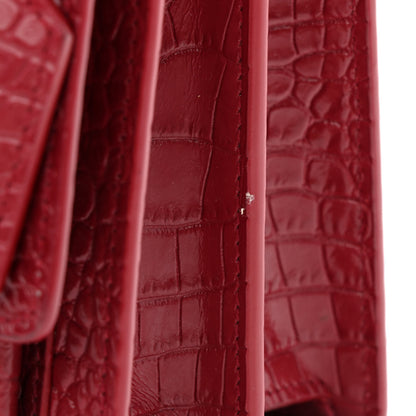 Saint Laurent Calfskin Crocodile Embossed Medium Monogram Sunset Palissandre 11 of 11
