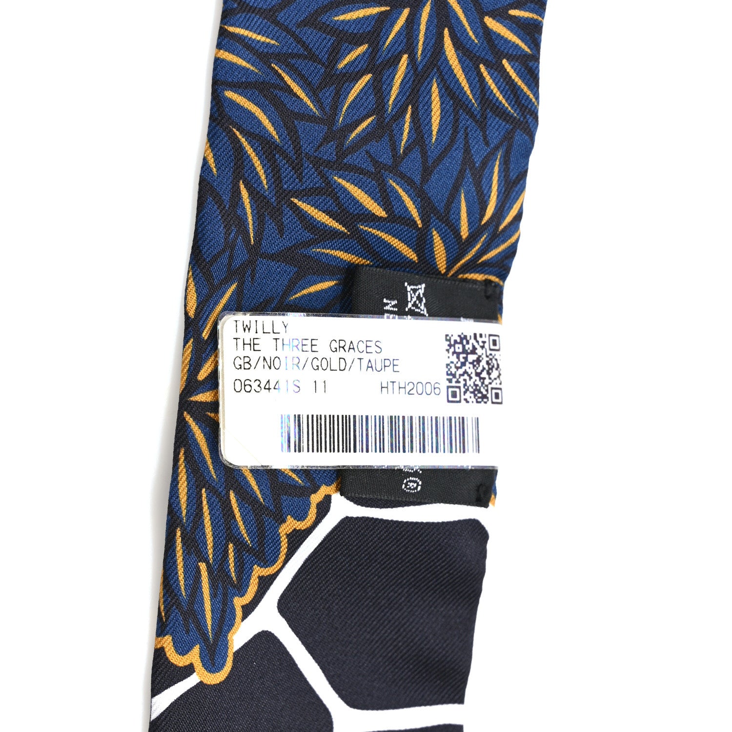 Hermes Silk Three Graces Twilly Black Gold Taupe 4 of 4