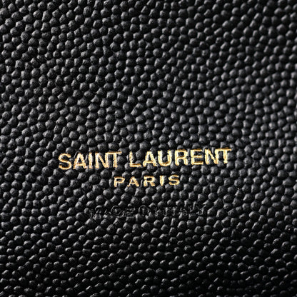 Saint Laurent Grain De Poudre Matelasse Chevron Monogram Envelope Clutch Black 6 of 7