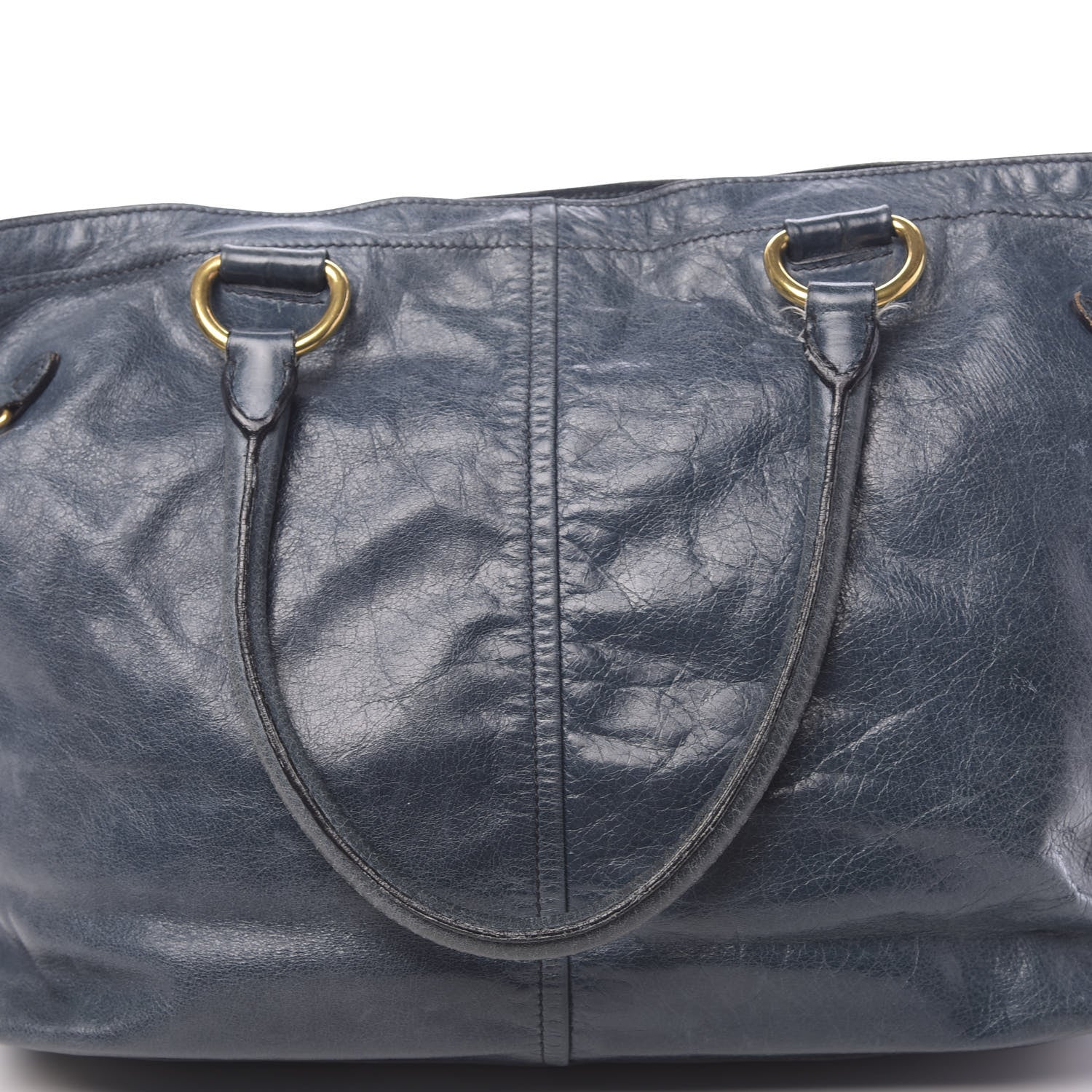Prada Vitello Shine Tote Denim 18 of 21