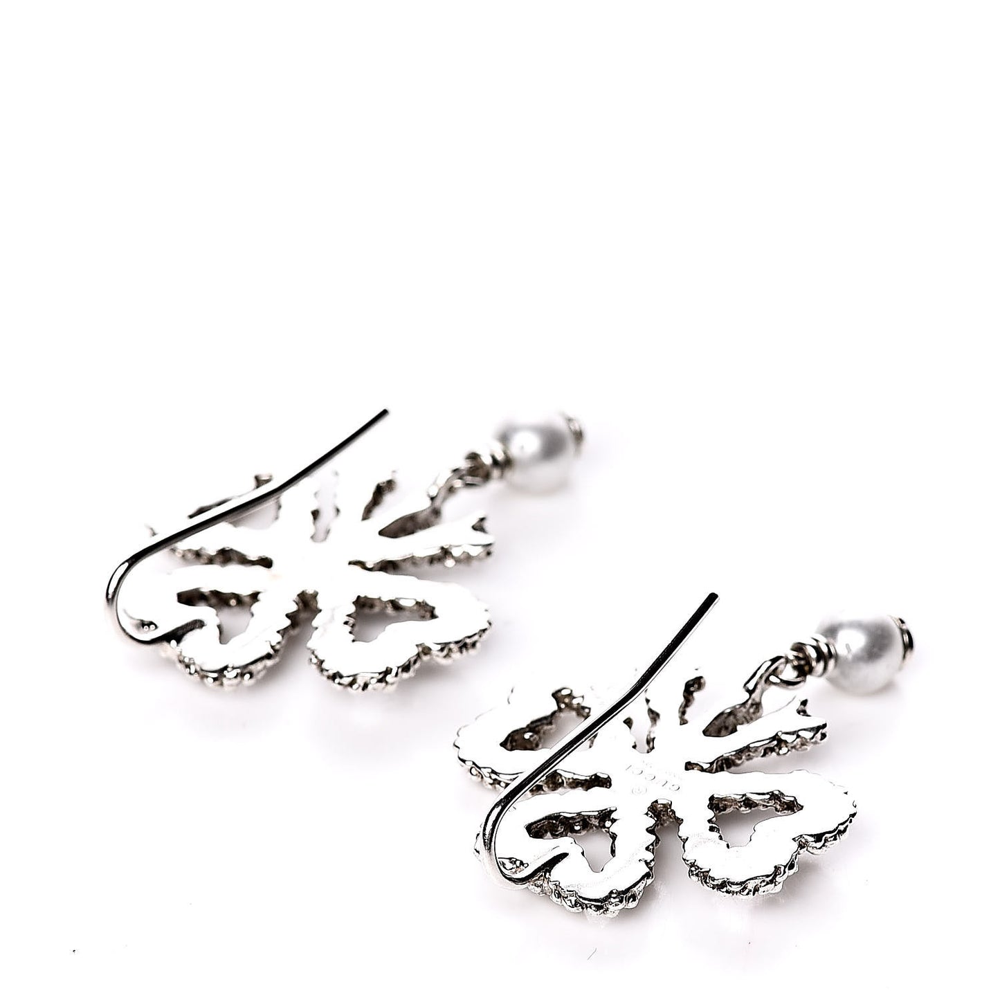 Sterling Silver Pearl Heart Ribbon Earrings