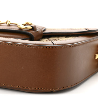 Gucci New Canvas Charisma Calfskin Crystal GG Monogram Mini Horsebit 1955 Shoulder Bag Camel Ebony 10 of 10