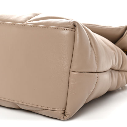 Saint Laurent Lambskin Quilted Medium Loulou Puffer Monogram Chain Satchel Dark Beige 10 of 11